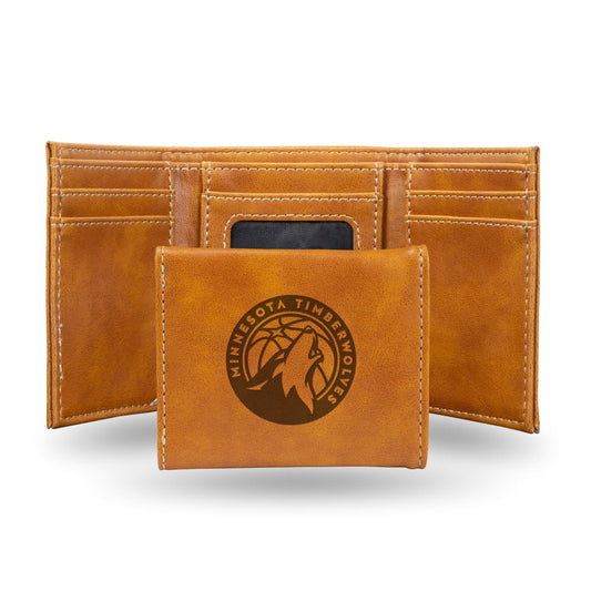 Basketball Rico Industries Minnesota Timber Brown Laser Engraved Trifold Laser Engraved Tri-Fold Wallet - Men's Accessory