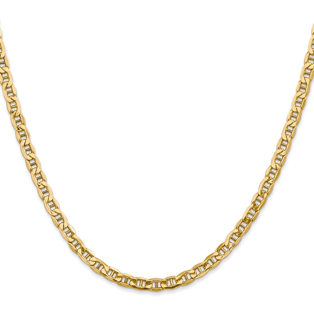 14K 22 inch 4mm Semi-Solid Anchor with Lobster Clasp Chain