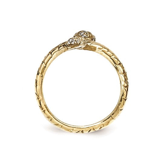 Cheryl M Sterling Silver Gold-plated Brilliant-cut Black and White CZ Snake Ring