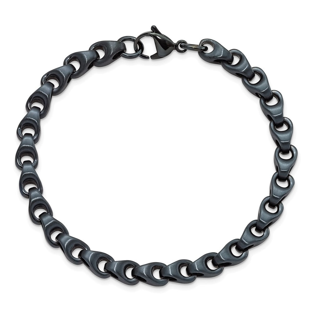 Stainless Steel Brushed Dark Grey/Blue IP-plated 5.75mm 8.5in Bracelet 8.5 inches