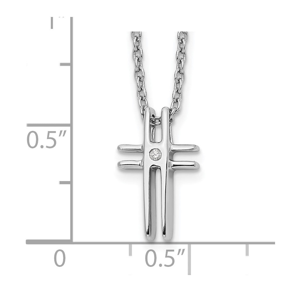 White Ice Sterling Silver Rhodium-plated 18 Inch Diamond Cross Necklace with 2 Inch Extender 18 Inches