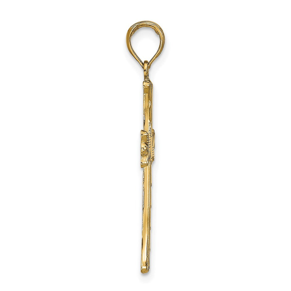 14K Textured w/Square Center Cross Pendant