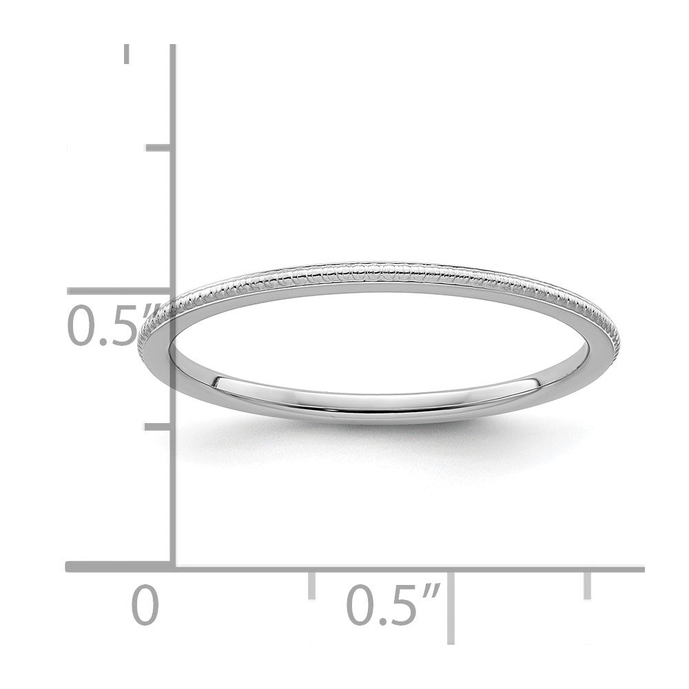 10K White Gold 1.2mm Beaded Stackable Band Size 6.5