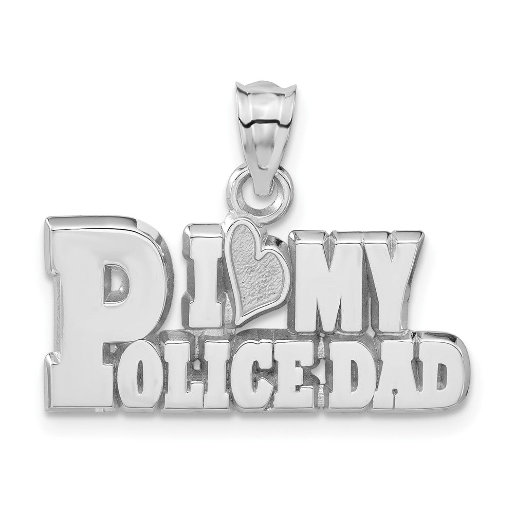 Sterling Silver Polished & Textured I Heart My Police Dad Pendant