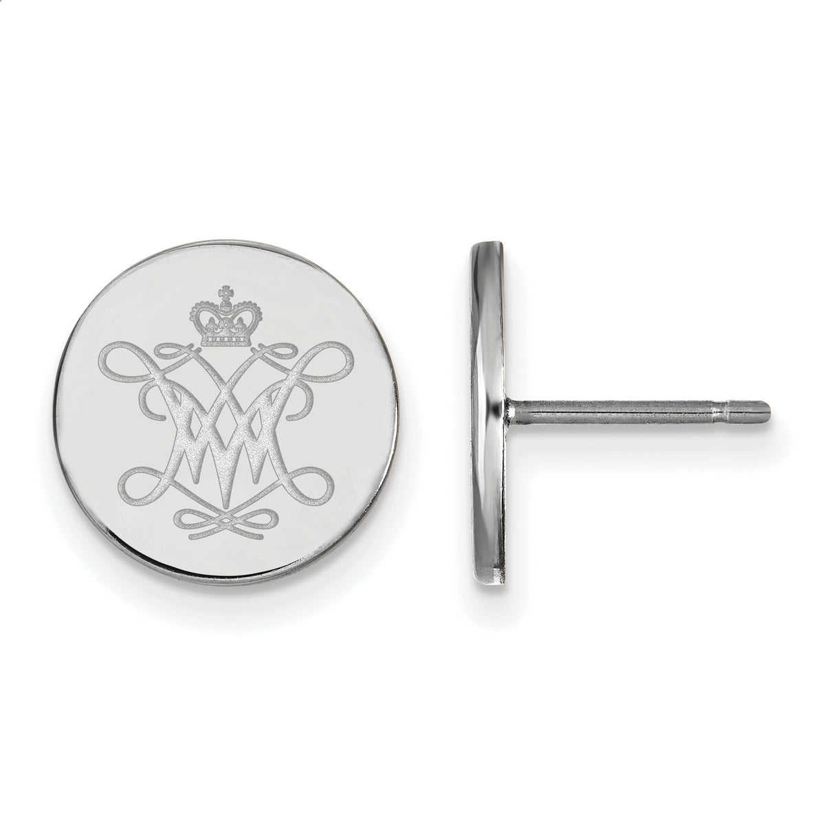 Sterling Silver Official Licensed Collegiate William And Mary Small Disc Earrings