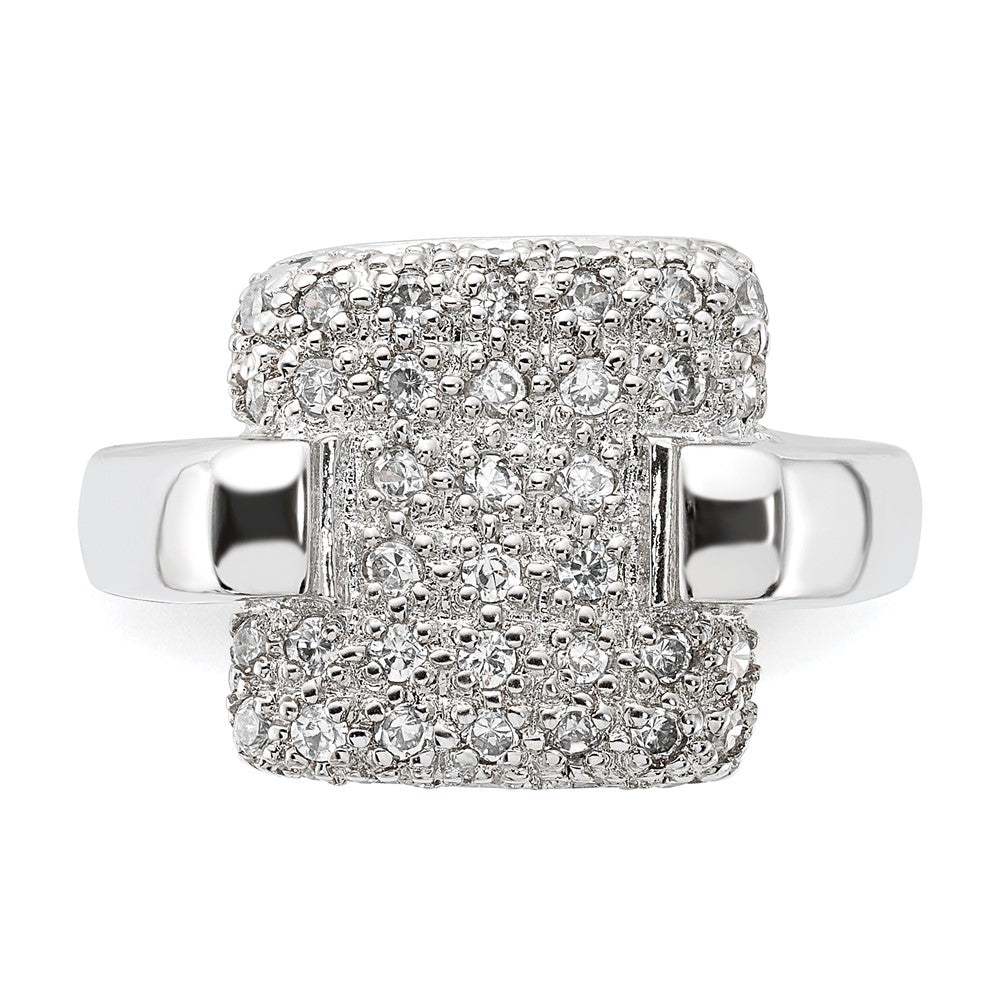 Sterling Silver Pave CZ Square Ring