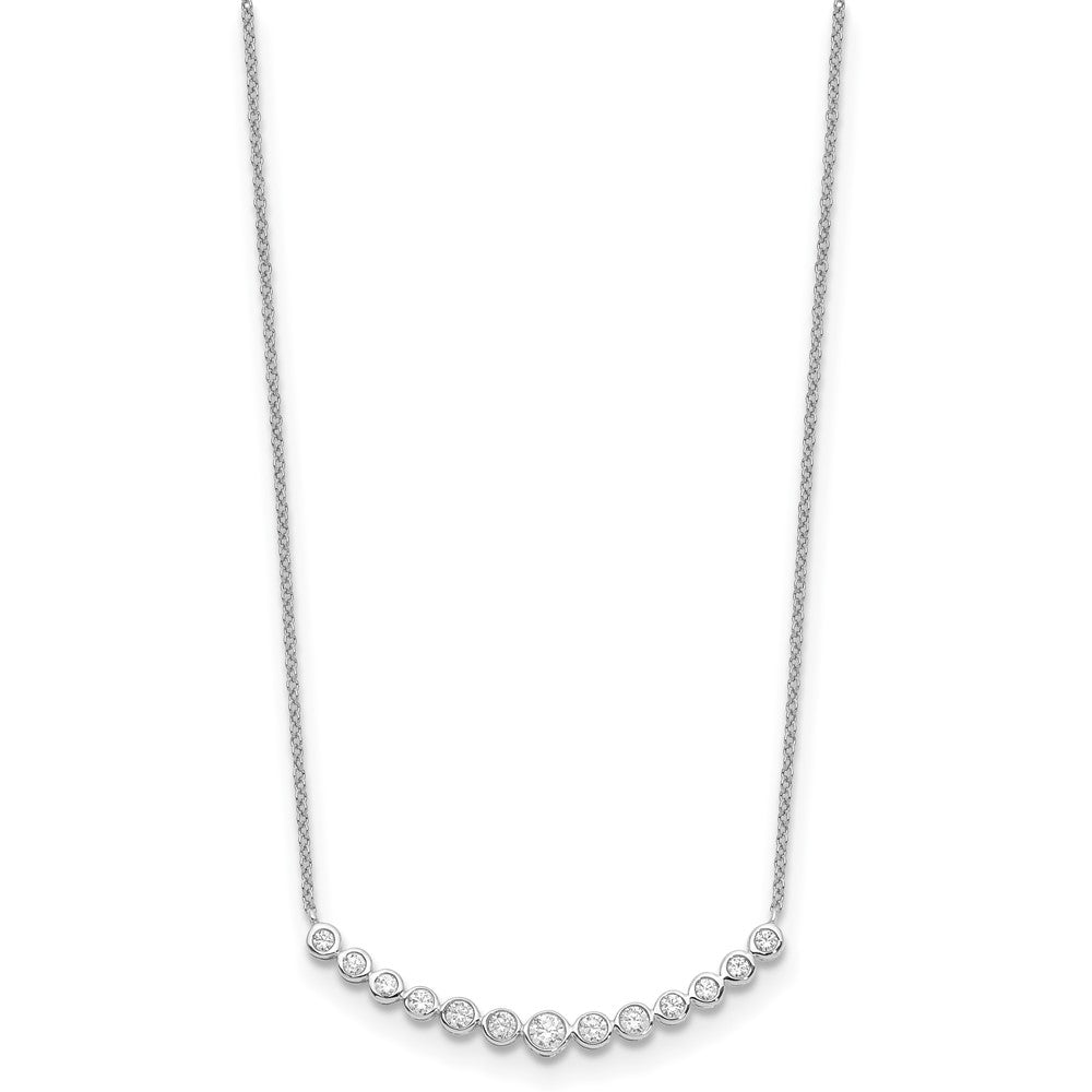 14k White Gold Diamond Curved Bar Necklace