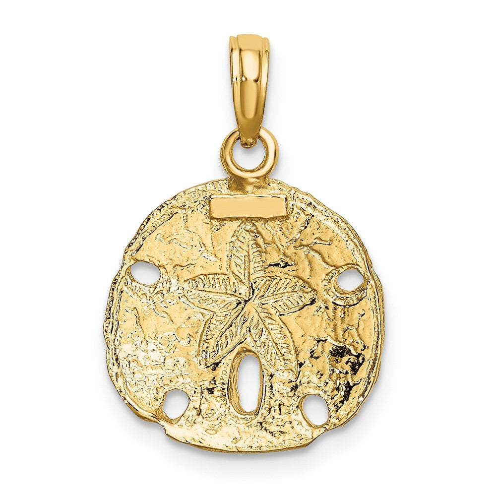 10K W/ Rhodium Polished Sand Dollar Charm