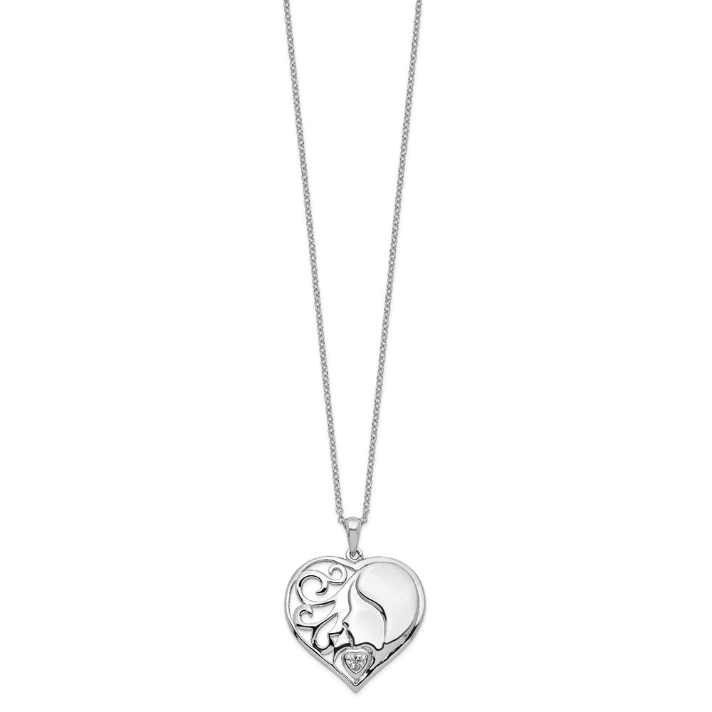 Sentimental Expressions Sterling Silver Rhodium-plated CZ My Daughter, My Heart's Treasure 18in Necklace 18 Inches
