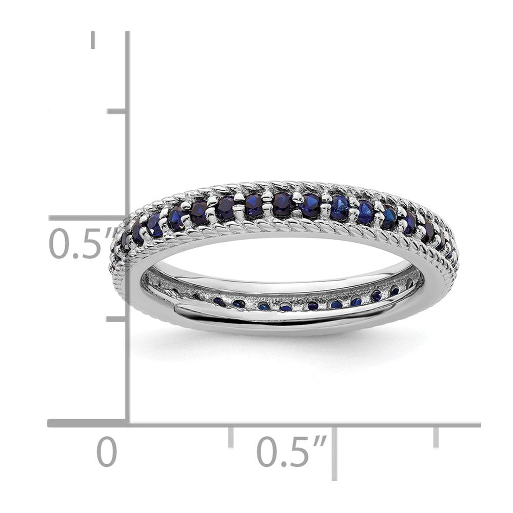 Sterling Silver Stackable Expressions Polished Cr. Sapphire Eternity Ring Size -7