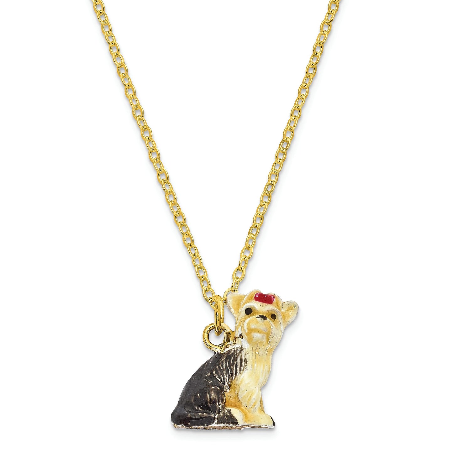 Jere Luxury Giftware Bejeweled KIMBERLY Yorkshire Terrier Pewter and Enamel Trinket Box and Matching Pendant Charm