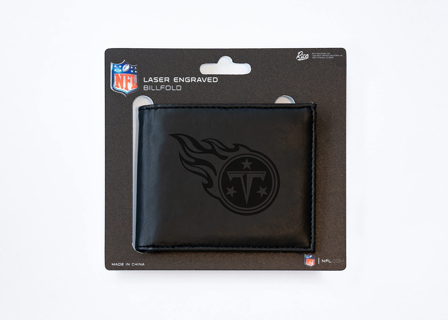 Rico Industries Football Tennessee  Black Laser Engraved Bill-fold Wallet - Slim Design - Great Gift