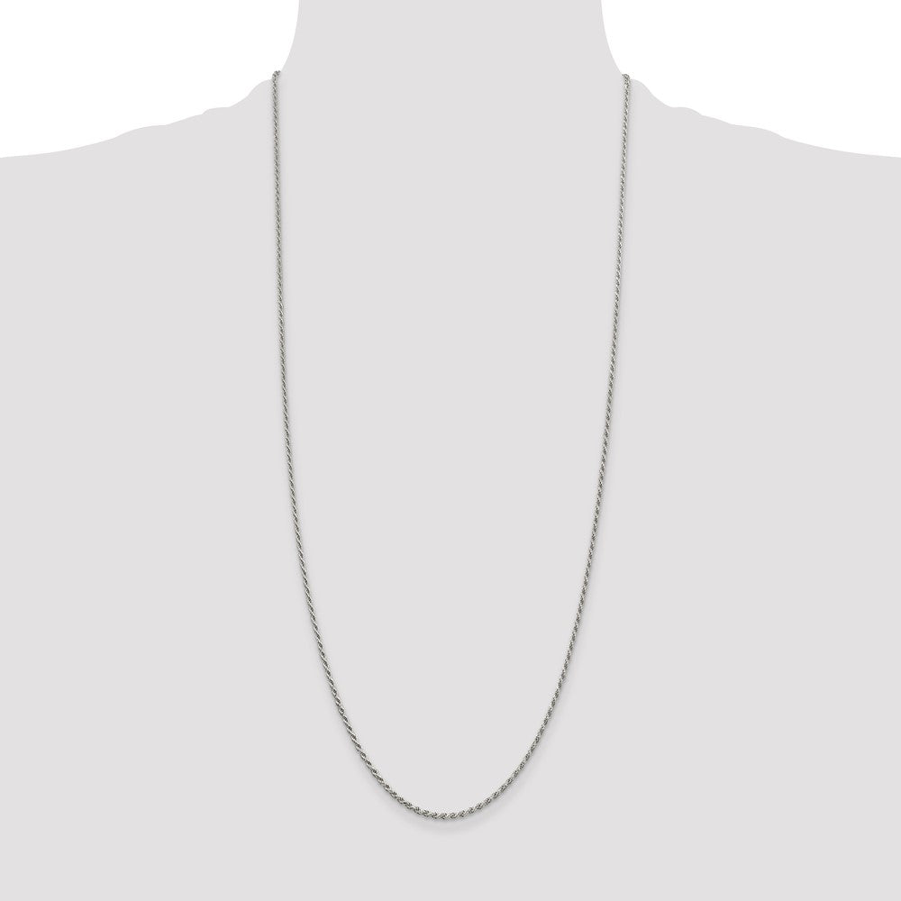Sterling Silver Rhodium-plated 1.7mm Diamond-cut Rope Chain 30 Inches