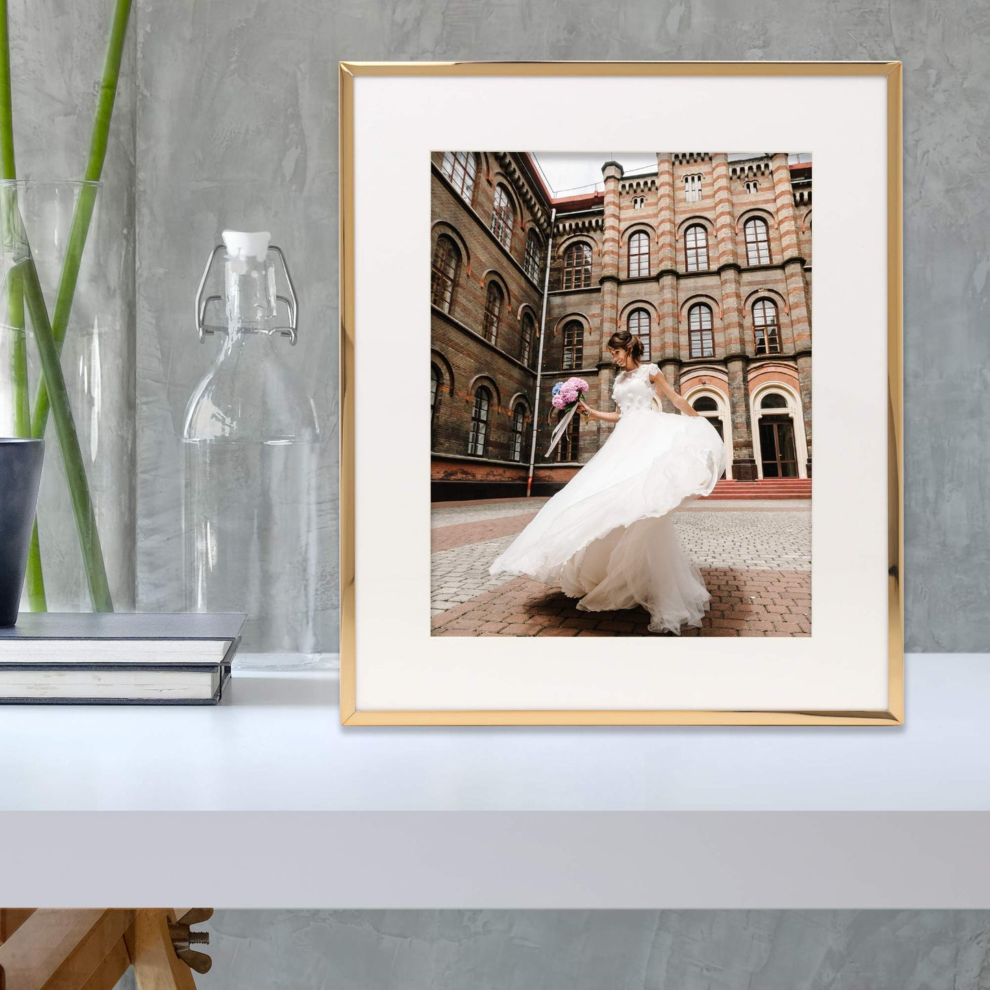 Lawrence Frames 10.98" x 12.91" Metal Picture Frame, Gold