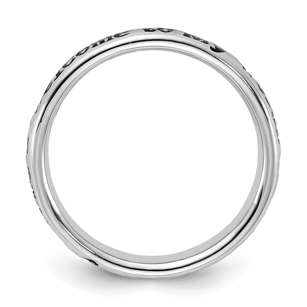 Sterling Silver Stackable Expressions Enamel Lyric Welcome to My World Ring