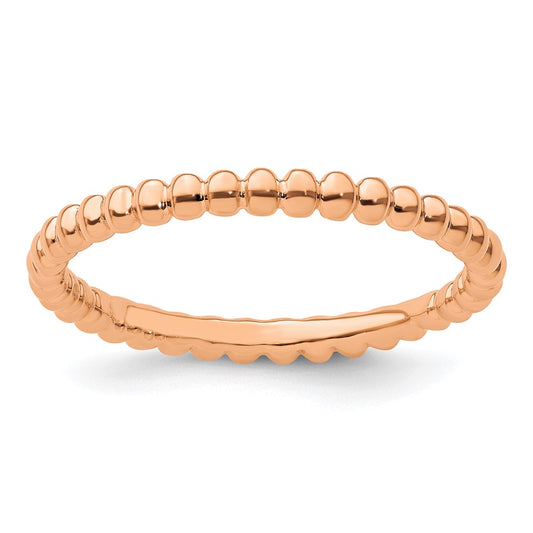 Sterling Silver Stackable Expressions Pink-plated Beaded Ring Size -6