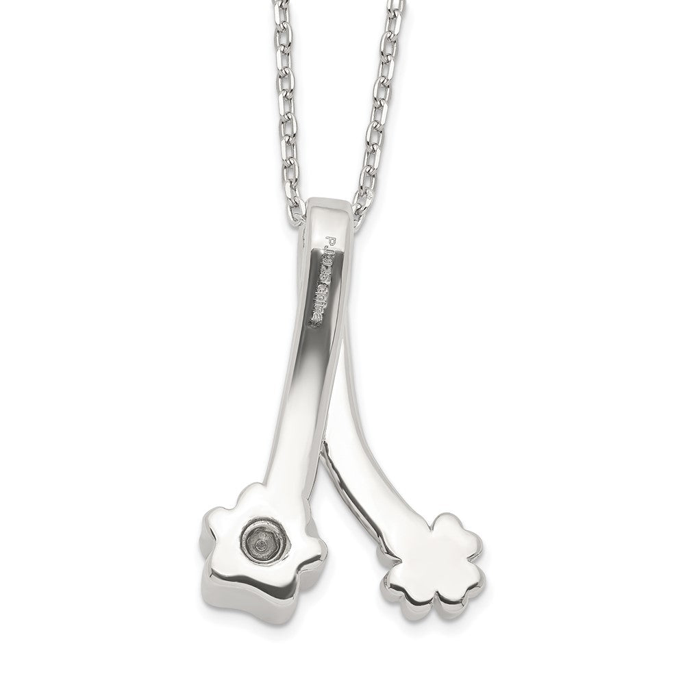 Sterling Silver Paw Print and Clover Ash Holder 18in Necklace