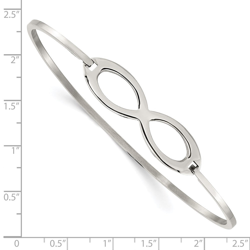 Stainless Steel Polished Infinity Symbol Bangle 7.25 inches