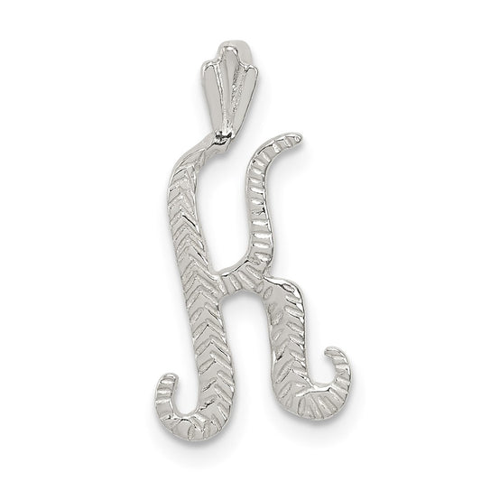 Sterling Silver Polished & Textured Letter K Initial Chain Slide