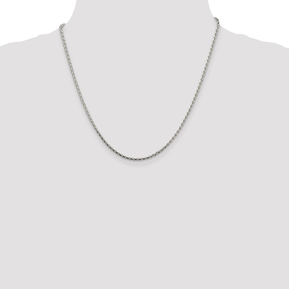 Sterling Silver 2.15mm Diamond-cut Round Spiga Chain 20 Inches