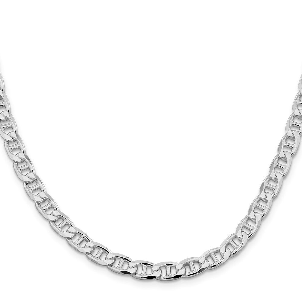 Sterling Silver Rhodium-plated 6.5mm D/C Flat Anchor Curb Chain 20 Inches