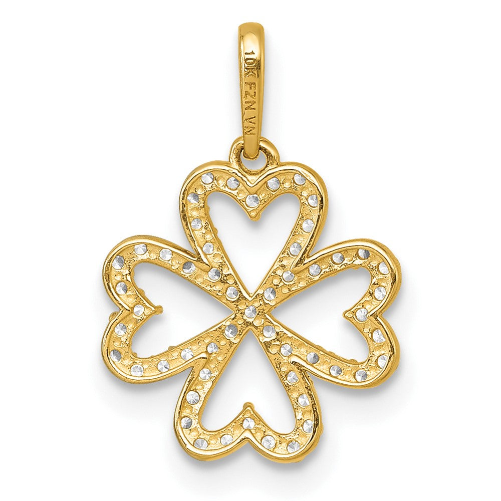 10k Polished CZ Four-leaf Clover Pendant