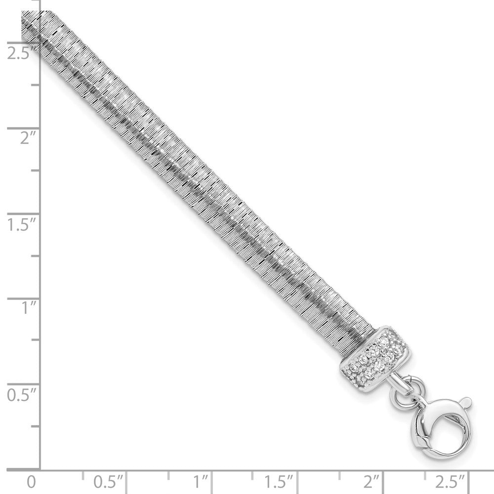 Sterling Silver Rhodium-plated CZ with 1in ext. Bracelet