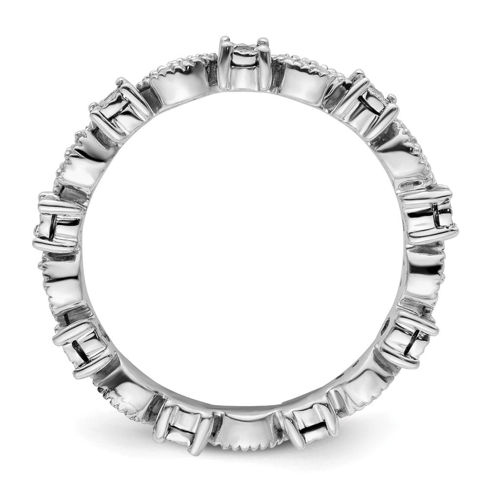 Sterling Silver Stackable Expressions Polished Diamond Ring Size -8