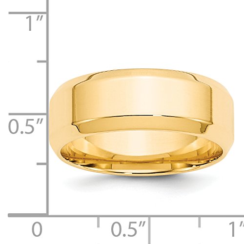 Primal Gold 14 Karat Yellow Gold 8mm Beveled Edge Comfort Fit Band Size 11