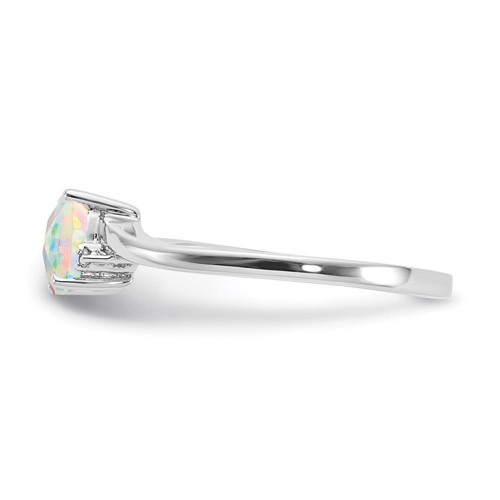Sterling Silver ANC CAB CR OPal & Diamond Ring