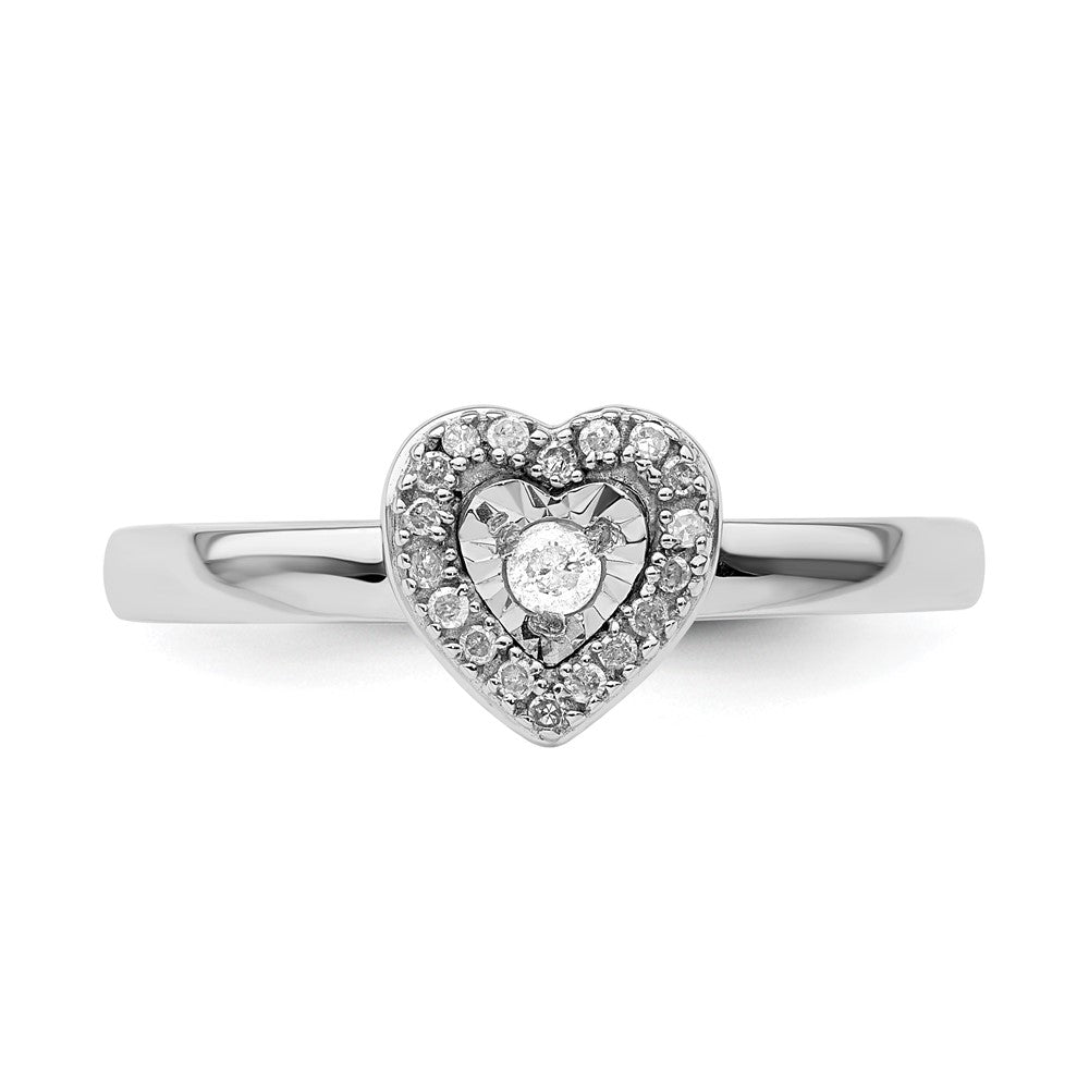 Sterling Silver Stackable Expressions Heart Diamond Ring Size -7