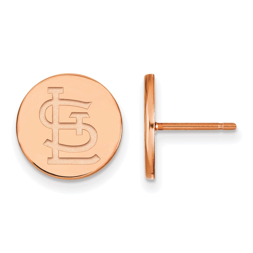 SS Rose Gold-plated MLB LogoArt St. Louis Cardinals Small Disc Earrings