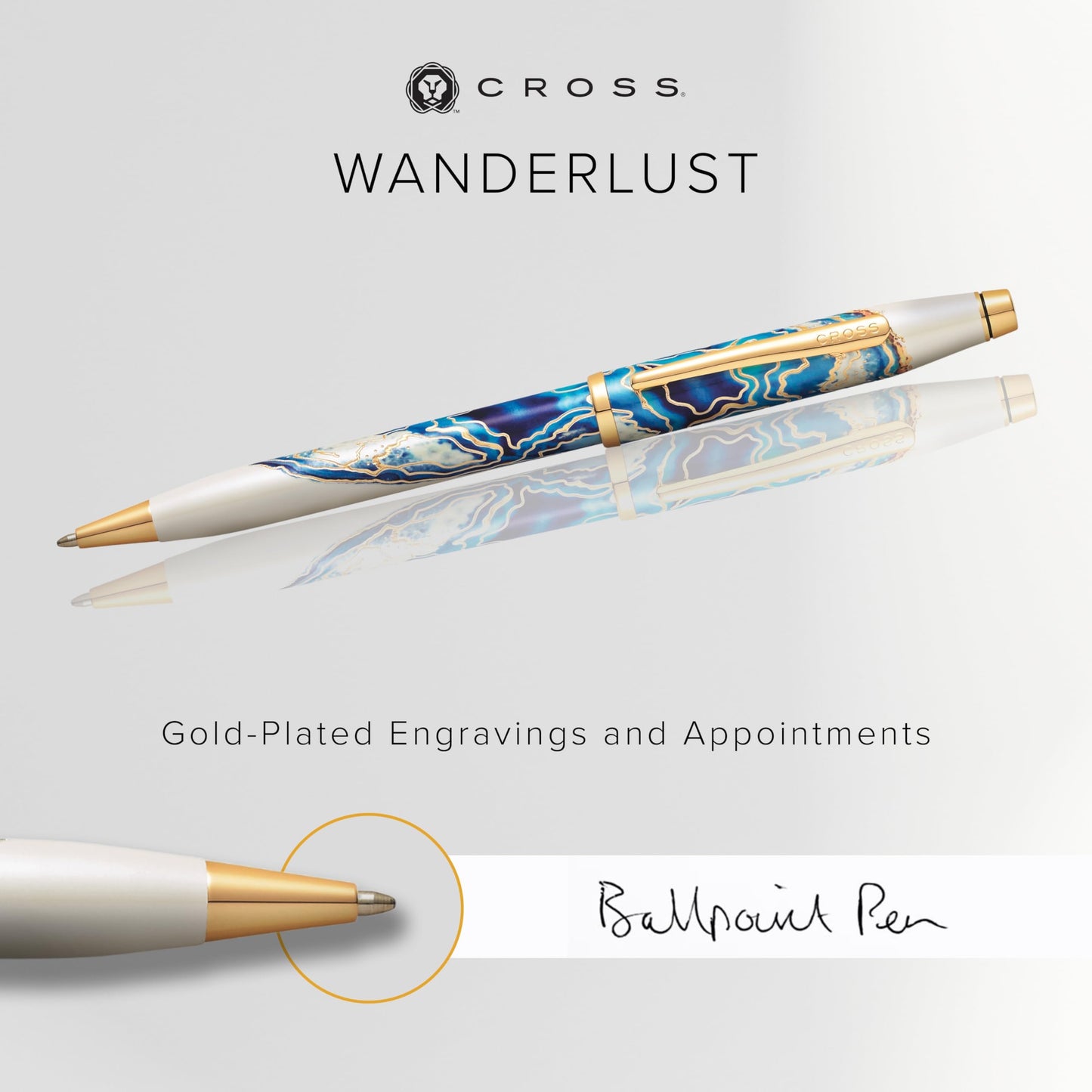 Cross Wanderlust Refillable Ballpoint Pen, Medium Ballpoint, 23 Carat Gold-Plated Appoinments, Includes Premium Gift Box - Malta