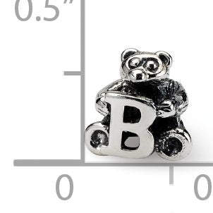 925 Sterling Silver Artisan Oxidized Reflections Letter Name Personalized Monogram Initial B Bead Charm 7.27x7.27mm Wide