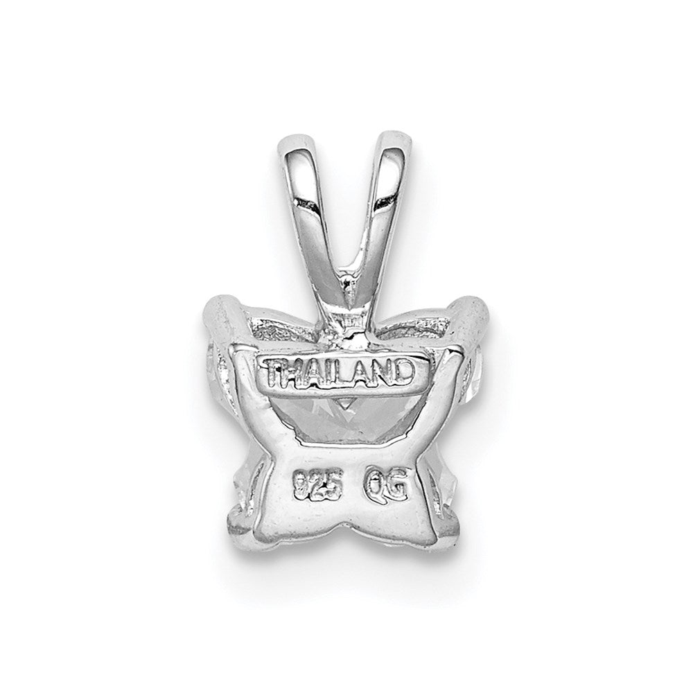 Sterling Silver Rhodium-plated CZ Butterfly Pendant
