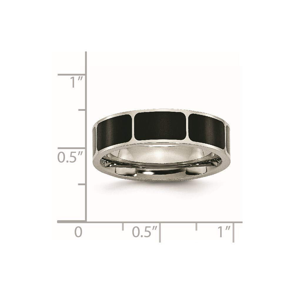 Titanium Polished Black Enamel 6mm Flat Band Size - 12.5