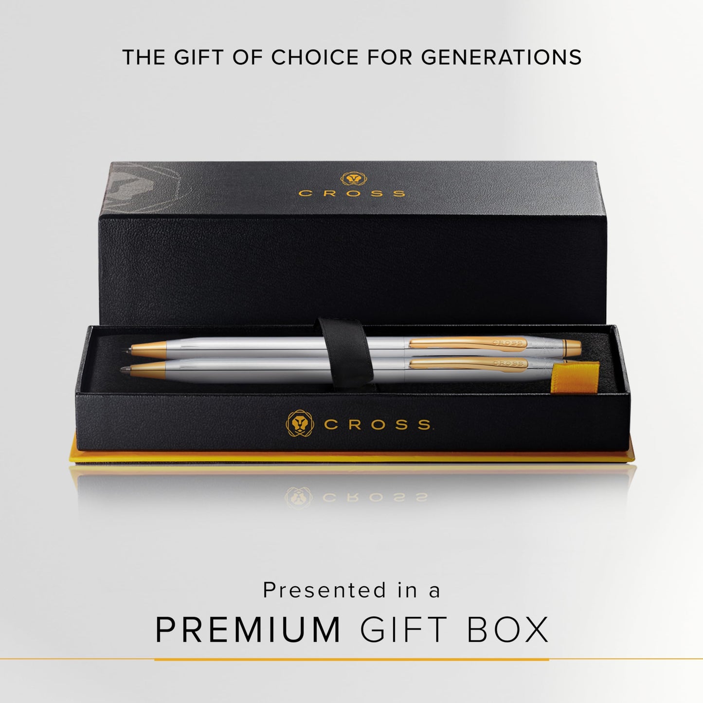 Cross Classic Century Refillable Medium Ballpoint Pen And 0.7mm Pencil Set, Includes Premium Gift Box - Medalist Chrome