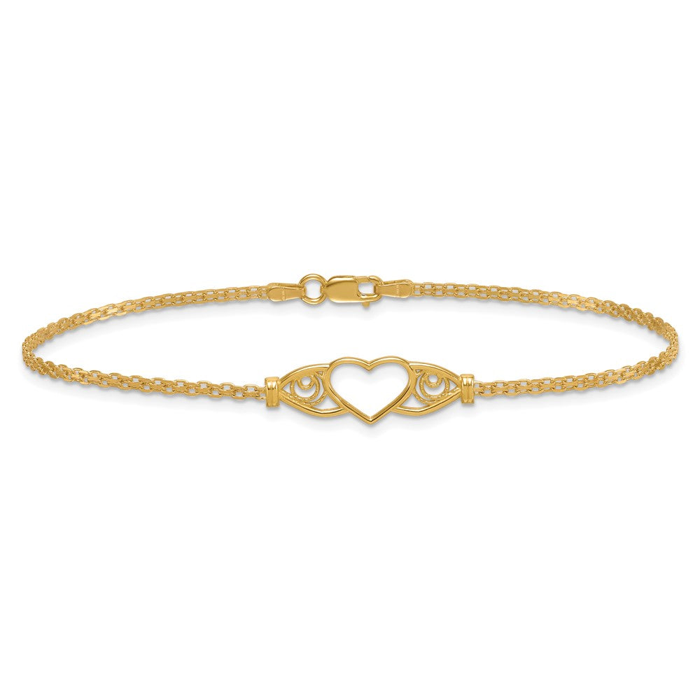 14k Polished Heart 9inch  Anklet