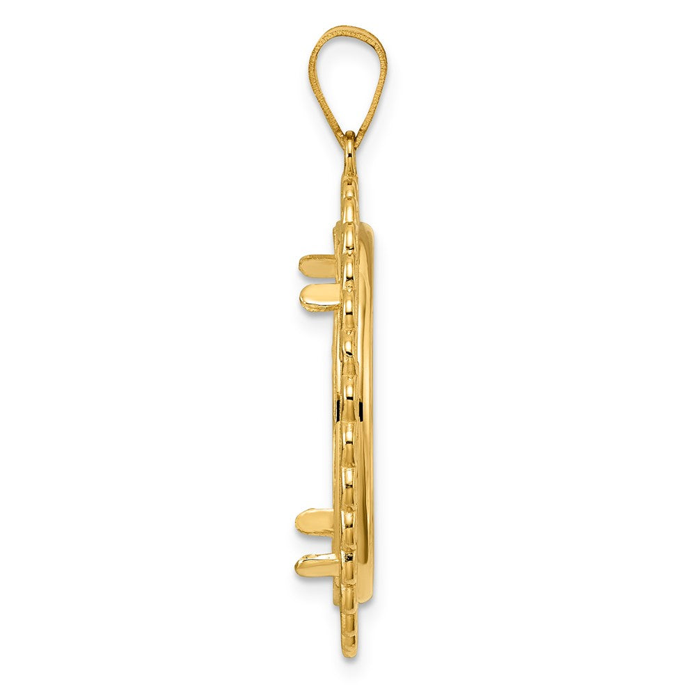 14k Polished Loop with 22.0mm Prong Coin Bezel Pendant
