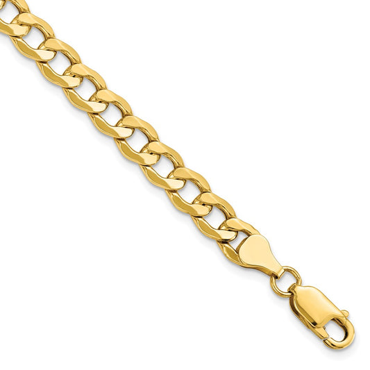 14K 7mm Semi-Solid Curb Link Chain 8  inches