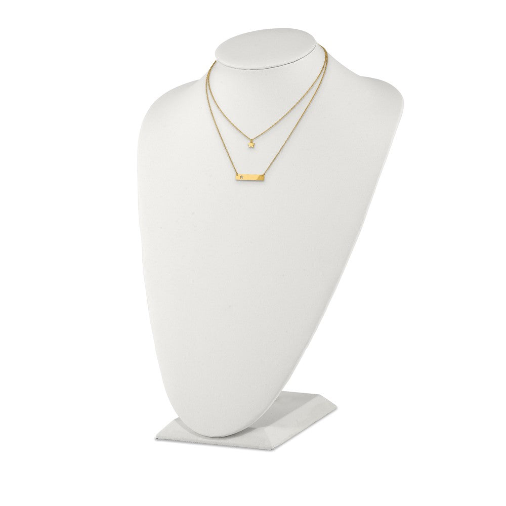 Stainless Steel Polished Yellow IP Star/Bar Multi Strand 1.5in ext Necklace