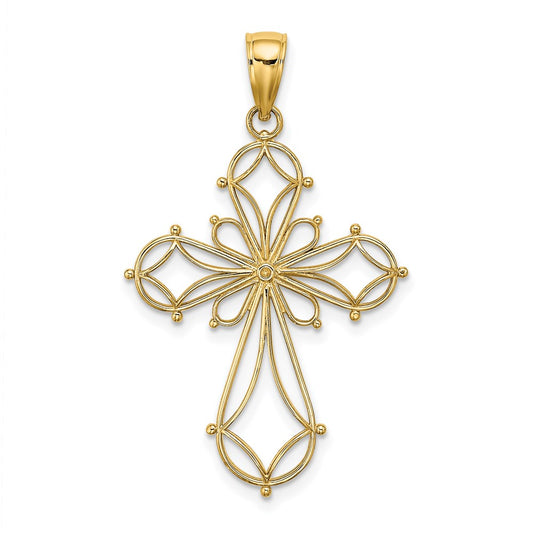 14K Cut-Out Shapes Fancy Cross Charm