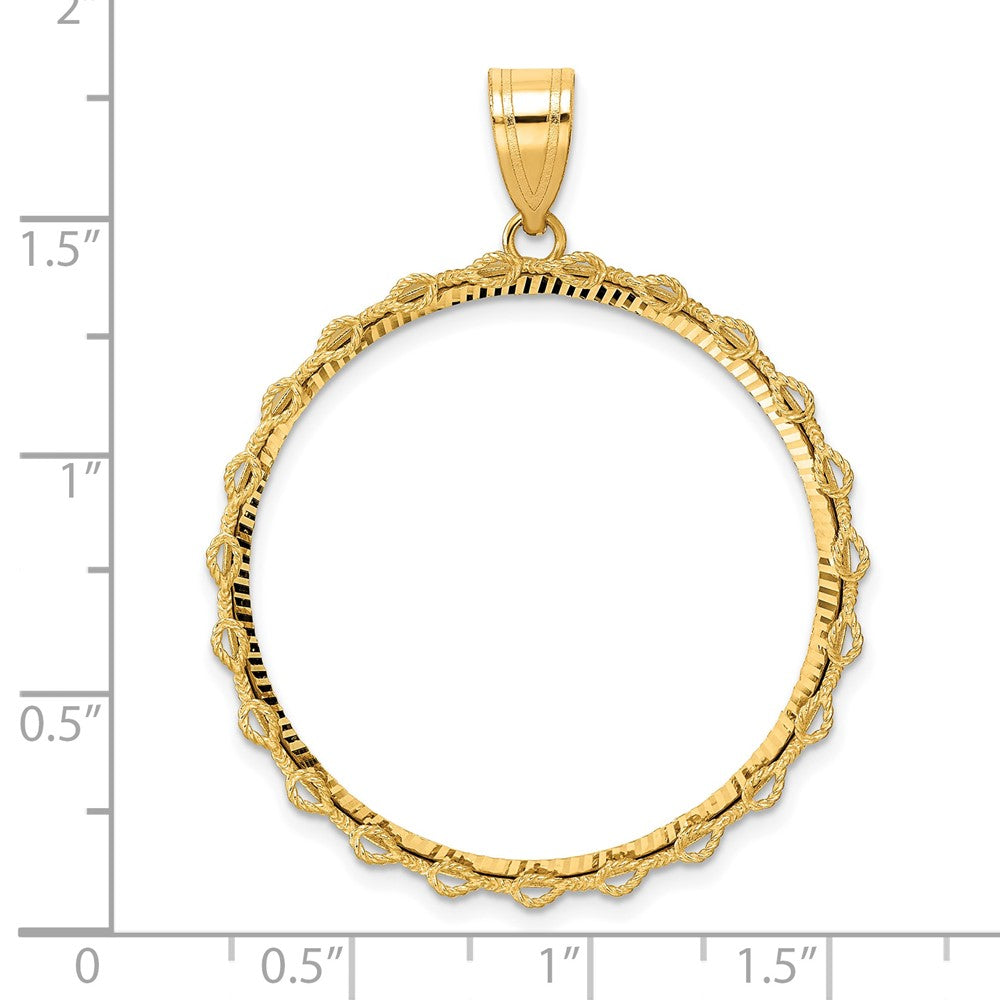14k Diamond Cut Rope with 32.0mm Prong Coin Bezel Pendant