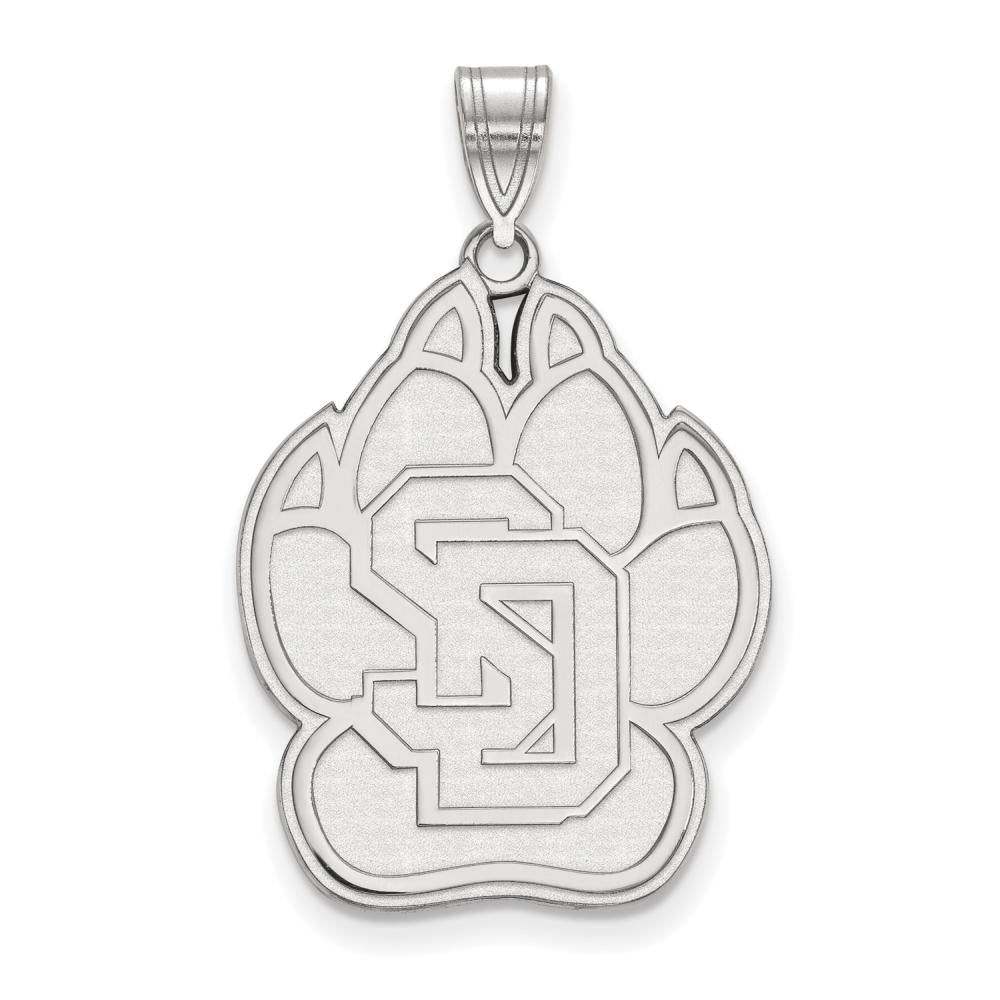 Sterling Silver Rhodium-plated LogoArt University of South Dakota Extra Large Pendant Q-SS007USD