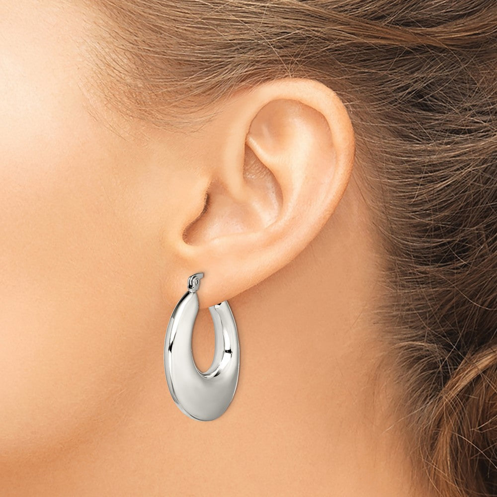 Stainless Steel Polished Teardrop Hollow Hoop Earrings