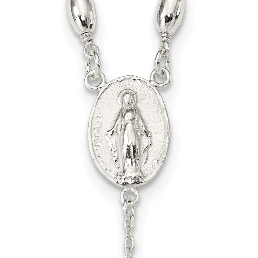 Sterling Silver Polished Bead Rosary 18 inch Necklace 18 Inches