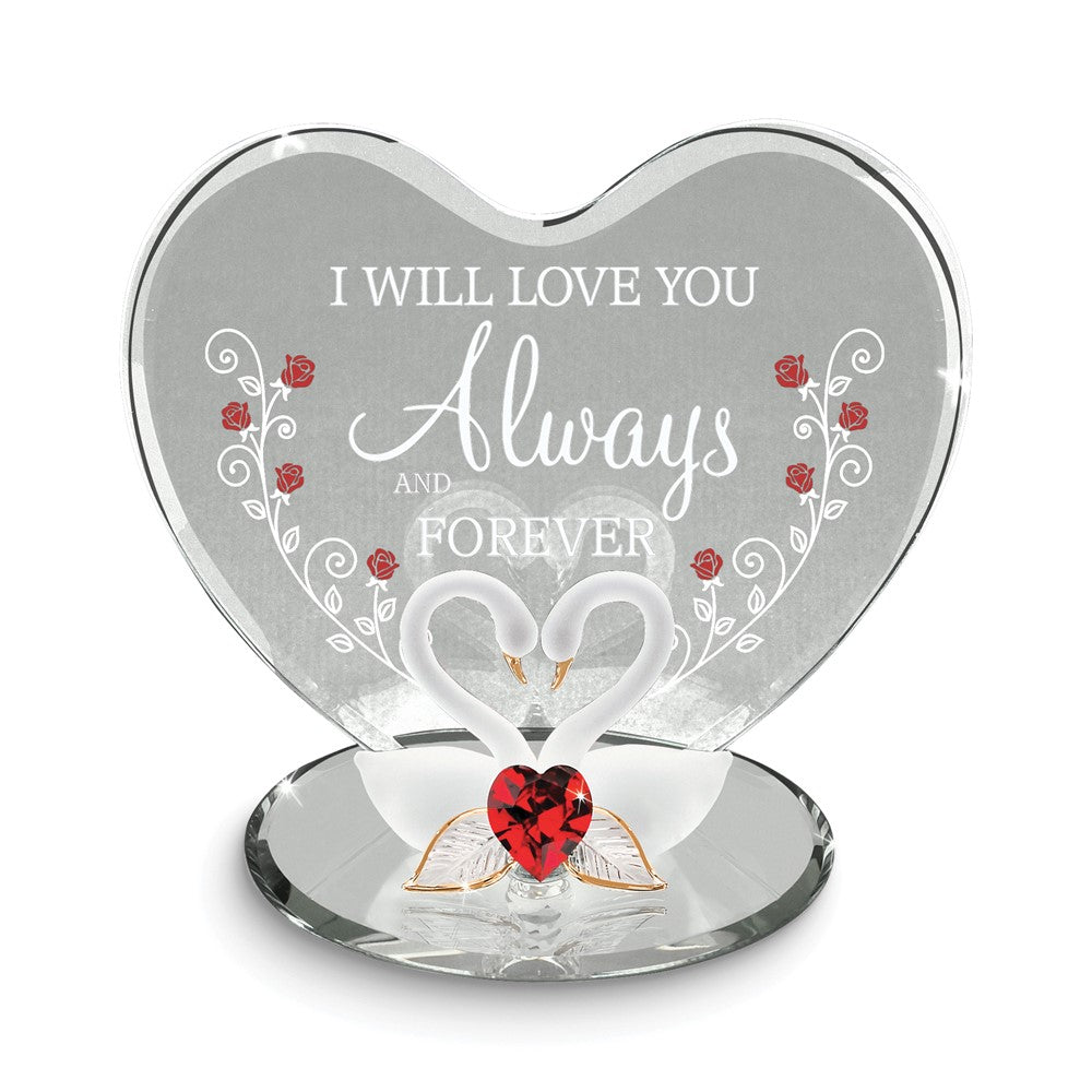 Glass Baron Handcrafted Always and Forever Swans Heart Glass Figurine