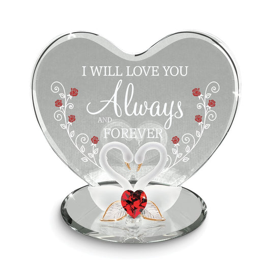 Glass Baron Handcrafted Always and Forever Swans Heart Glass Figurine