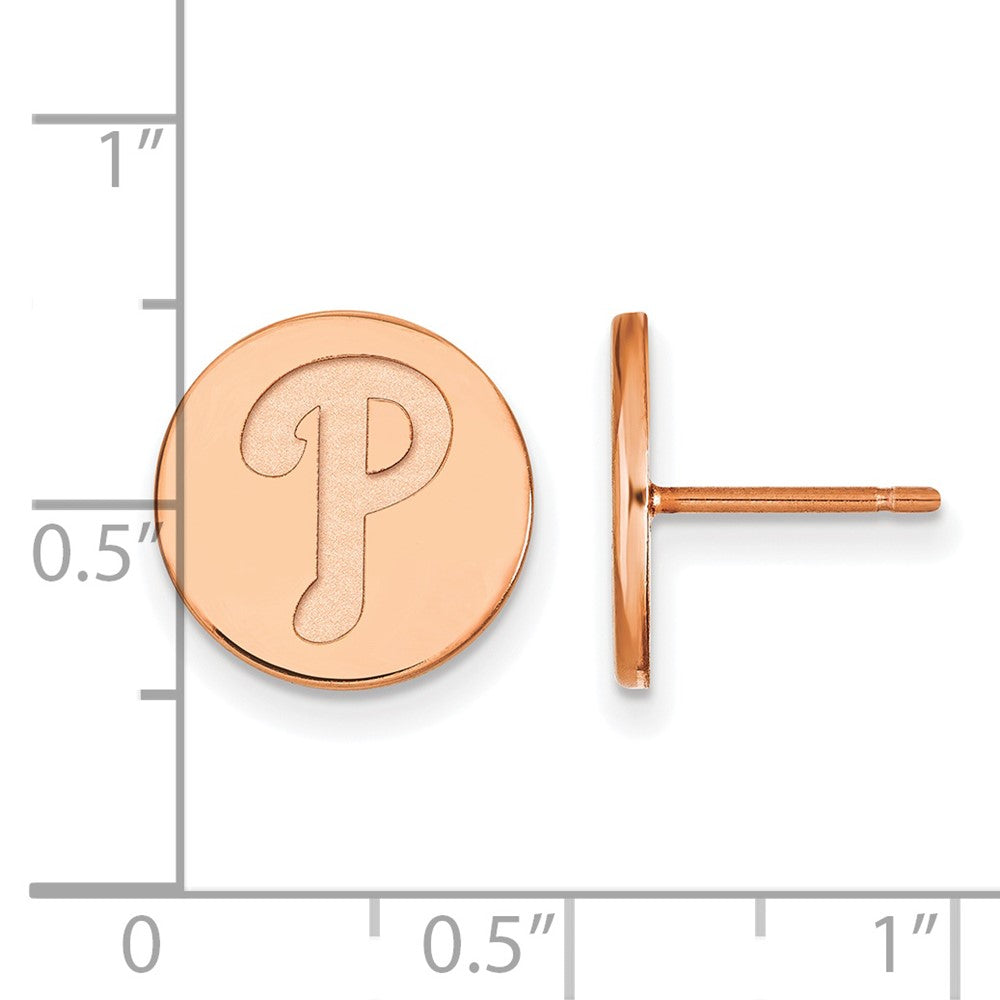 SS Rose Gold-plated MLB LogoArt Philadelphia Phillies Small Disc Earrings