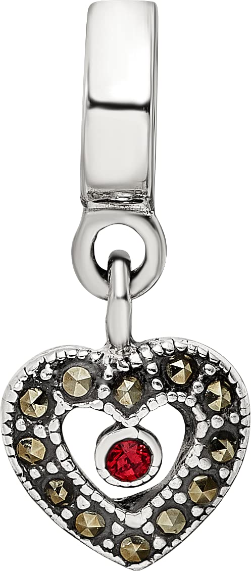 Sterling Silver Reflections Marcasite Heart Dangle Bead